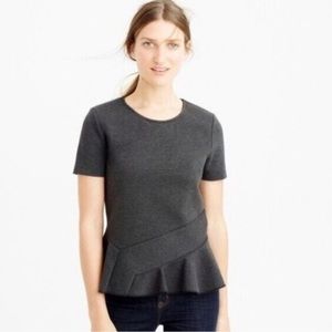J.Crew Gray Structured Asymmetrical Origami Peplum Top